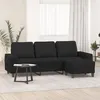 Image de vidaXL Canapé à 3 places avec repose-pieds Noir 180 cm Tissu3201155