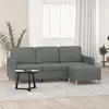 Image de vidaXL CanapÃ© Ã  3 places avec repose-pieds Gris foncÃ© 180 cm Tissu
