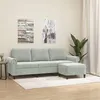 Image de vidaXL Canapé à 3 places avec repose-pieds Gris clair 180 cm Velours