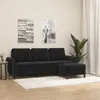 Image de vidaXL Canapé à 3 places avec repose-pieds Noir 180 cm Velours