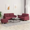 Image de vidaXL Ensemble de canapés 3 pcs avec coussins Rouge bordeaux Tissu