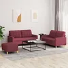 Image de vidaXL Ensemble de canapÃ©s 3 pcs avec coussins Rouge bordeaux Tissu