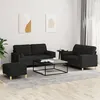 Image de vidaXL Ensemble de canapés 3 pcs avec coussins noir tissu3201302