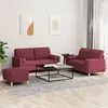 Image de vidaXL Ensemble de canapés 3 pcs avec coussins rouge bordeaux tissu