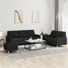 Image de vidaXL Ensemble de canapés 3 pcs avec coussins Noir Tissu3201318