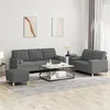 Image de vidaXL Ensemble de canapÃ©s 3 pcs coussins gris foncÃ© tissu