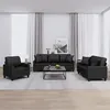 Image de vidaXL Ensemble de canapés 3 pcs avec coussins noir similicuir3201348