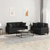 Image de vidaXL Ensemble de canapés 2 pcs avec coussins noir similicuir3201368