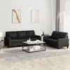 Image de vidaXL Ensemble de canapés 2 pcs avec coussins Noir Similicuir3201378