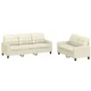 Image de vidaXL Ensemble de canapés 2 pcs avec coussins Crème Similicuir3201379