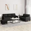 Image de vidaXL Ensemble de canapés 3 pcs avec coussins Noir Similicuir3201383