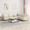 Image de vidaXL Ensemble de canapés 2 pcs avec coussins Crème Similicuir3201409