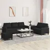 Image de vidaXL Ensemble de canapés 3 pcs avec coussins Noir Similicuir3201423