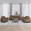 Image de vidaXL Ensemble de canapés 3 pcs avec coussins Marron Tissu