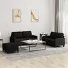 Image de vidaXL Ensemble de canapés 3 pcs avec coussins Noir Tissu3201456