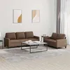 Image de vidaXL Ensemble de canapés 2 pcs avec coussins Marron Tissu3201463