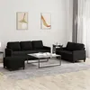 Image de vidaXL Ensemble de canapés 3 pcs avec coussins Noir Tissu3201472