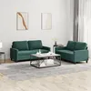 Image de vidaXL Ensemble de canapés 2 pcs avec coussins Vert foncé Velours3201498