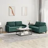 Image de vidaXL Ensemble de canapÃ©s 2 pcs avec coussins Vert foncÃ© Velours