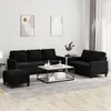 Image de vidaXL Ensemble de canapÃ©s 3 pcs avec coussins Noir Velours
