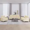 Image de vidaXL Ensemble de canapés 3 pcs avec coussins Crème Tissu3201538