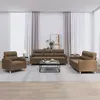 Image de vidaXL Ensemble de canapés 3 pcs avec coussins Marron Tissu3201539