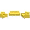 Image de vidaXL Ensemble de canapés 3 pcs avec coussins Jaune clair Tissu3201541