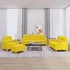 Image de vidaXL Ensemble de canapés 4 pcs avec coussins Jaune clair Tissu3201549