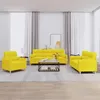 Image de vidaXL Ensemble de canapés 3 pcs avec coussins jaune clair tissu3201557