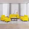 Image de vidaXL Ensemble de canapés 4 pcs avec coussins jaune clair tissu