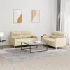 Image de vidaXL Ensemble de canapés 2 pcs avec coussins Crème Tissu3201570