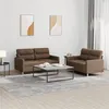 Image de vidaXL Ensemble de canapés 2 pcs avec coussins Marron Tissu3201571