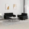 Image de vidaXL Ensemble de canapés 2 pcs avec coussins Noir Tissu3201572
