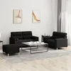 Image de vidaXL Ensemble de canapés 3 pcs avec coussins noir tissu3201596