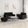 Image de vidaXL Ensemble de canapÃ©s 3 pcs avec coussins noir tissu