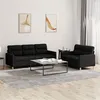 Image de vidaXL Ensemble de canapés 2 pcs avec coussins Noir Tissu3201604
