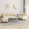 Image de vidaXL Ensemble de canapés 3 pcs avec coussins Crème Tissu3201610