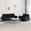 Image de vidaXL Ensemble de canapés 2 pcs avec coussins noir tissu3201620