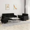 Image de vidaXL Ensemble de canapés 3 pcs avec coussins noir tissu3201628