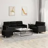 Image de vidaXL Ensemble de canapÃ©s 3 pcs avec coussins noir tissu