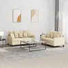 Image de vidaXL Ensemble de canapés 2 pcs avec coussins Crème Tissu3201650