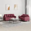Image de vidaXL Ensemble de canapés 2 pcs avec coussins Rouge bordeaux Tissu3201654