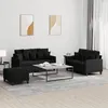 Image de vidaXL Ensemble de canapés 3 pcs avec coussins Noir Tissu3201660