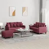 Image de vidaXL Ensemble de canapés 3 pcs avec coussins Rouge bordeaux Tissu3201662