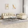 Image de vidaXL Ensemble de canapés 2 pcs avec coussins Crème Tissu3201666
