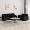 Image de vidaXL Ensemble de canapés 2 pcs avec coussins Noir Tissu3201668