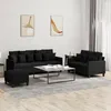 Image de vidaXL Ensemble de canapÃ©s 3 pcs avec coussins Noir Tissu