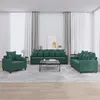 Image de vidaXL Ensemble de canapés 3 pcs avec coussins Vert foncé Velours