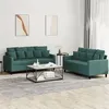 Image de vidaXL Ensemble de canapés 2 pcs avec coussins Vert foncé Velours3201702