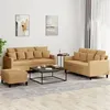 Image de vidaXL Ensemble de canapés 3 pcs avec coussins Marron Velours3201717